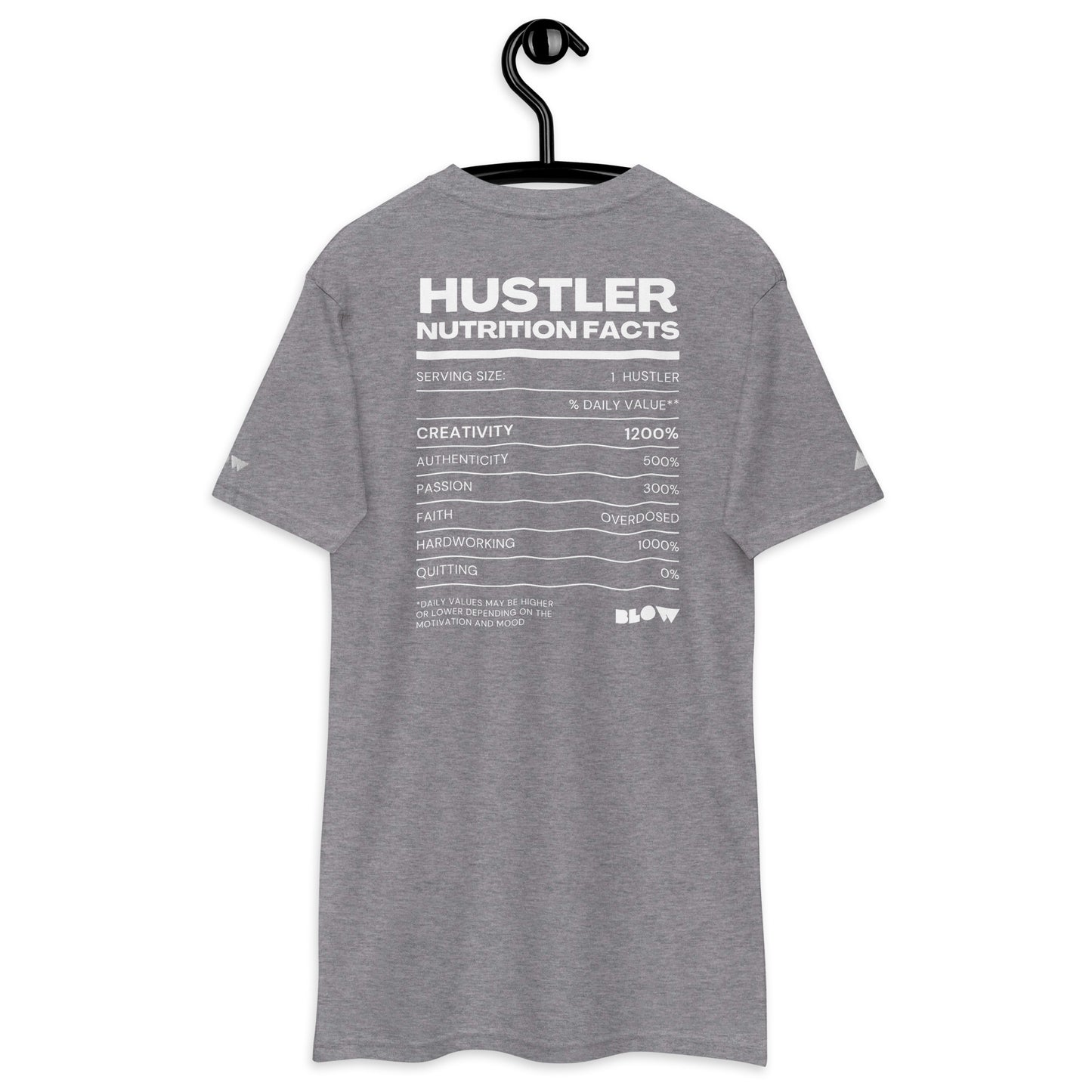 BLOW | LIMITED EDITION | HUSTLERS NUTRITIONAL FACTS | EMBROIDERED PREMIUM HEAVYWEIGHT T-SHIRT