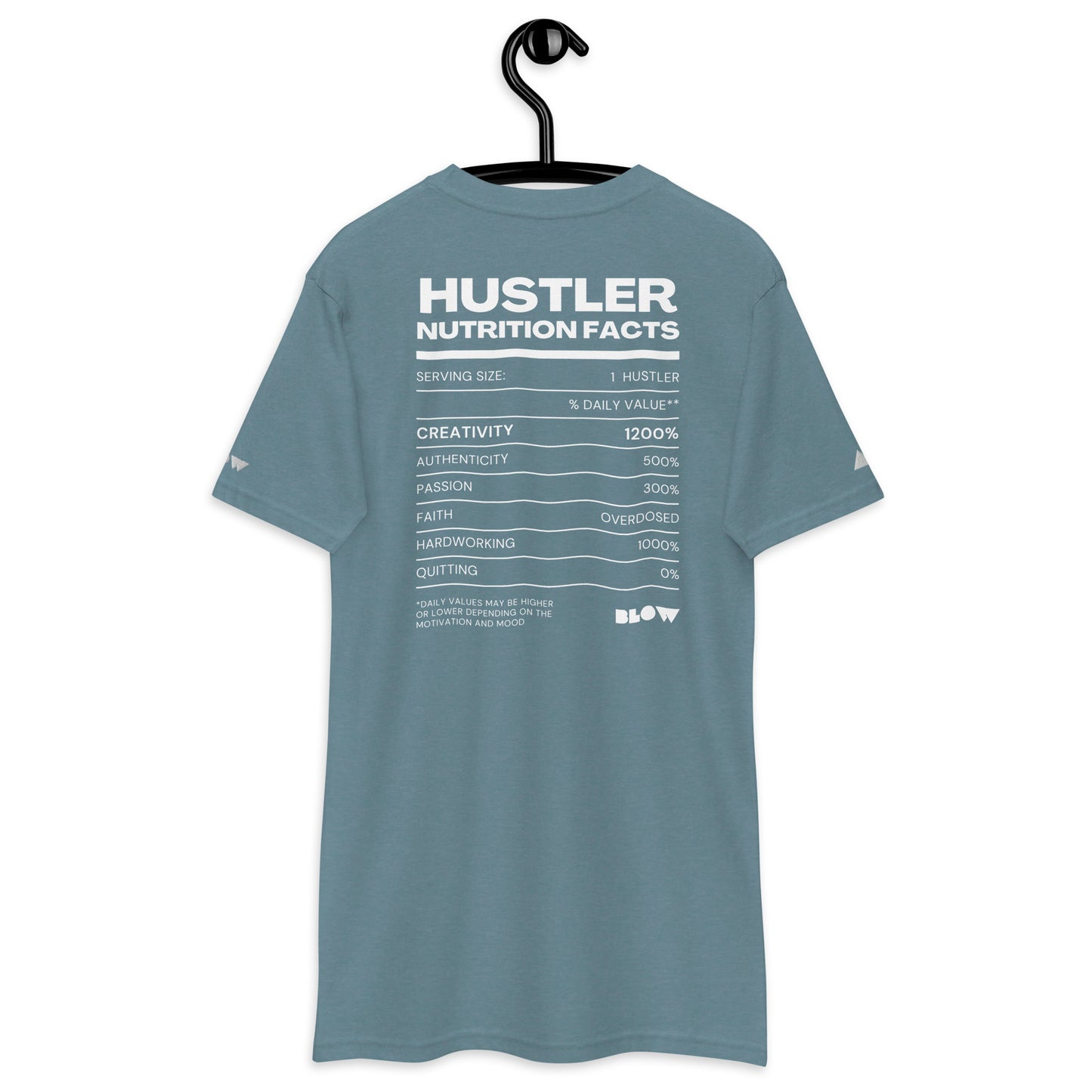 BLOW | LIMITED EDITION | HUSTLERS NUTRITIONAL FACTS | EMBROIDERED PREMIUM HEAVYWEIGHT T-SHIRT