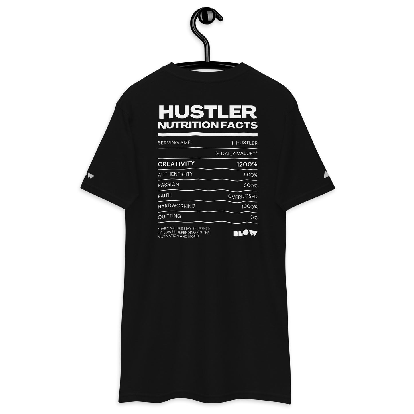 BLOW | LIMITED EDITION | HUSTLERS NUTRITIONAL FACTS | EMBROIDERED PREMIUM HEAVYWEIGHT T-SHIRT